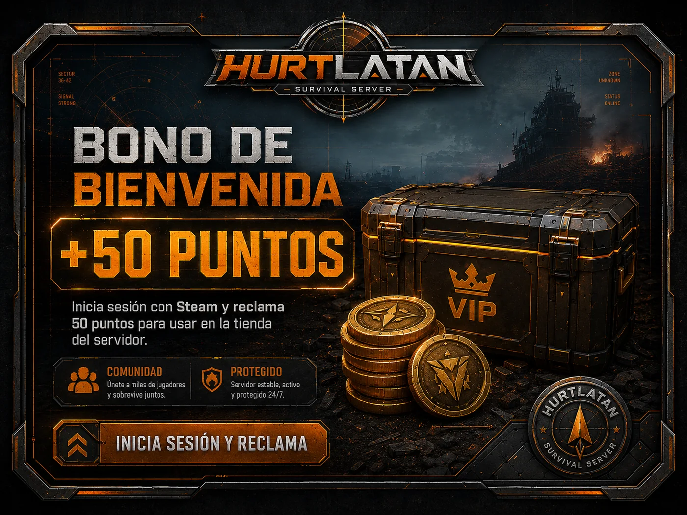 Bono de bienvenida HURTLATAN de 50 puntos